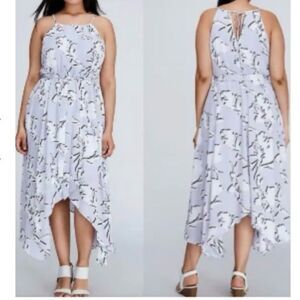 Lane Bryant High-Low Lilac Floral Bloom Dress Sz 18 Sleeveless Asymmetric Hem